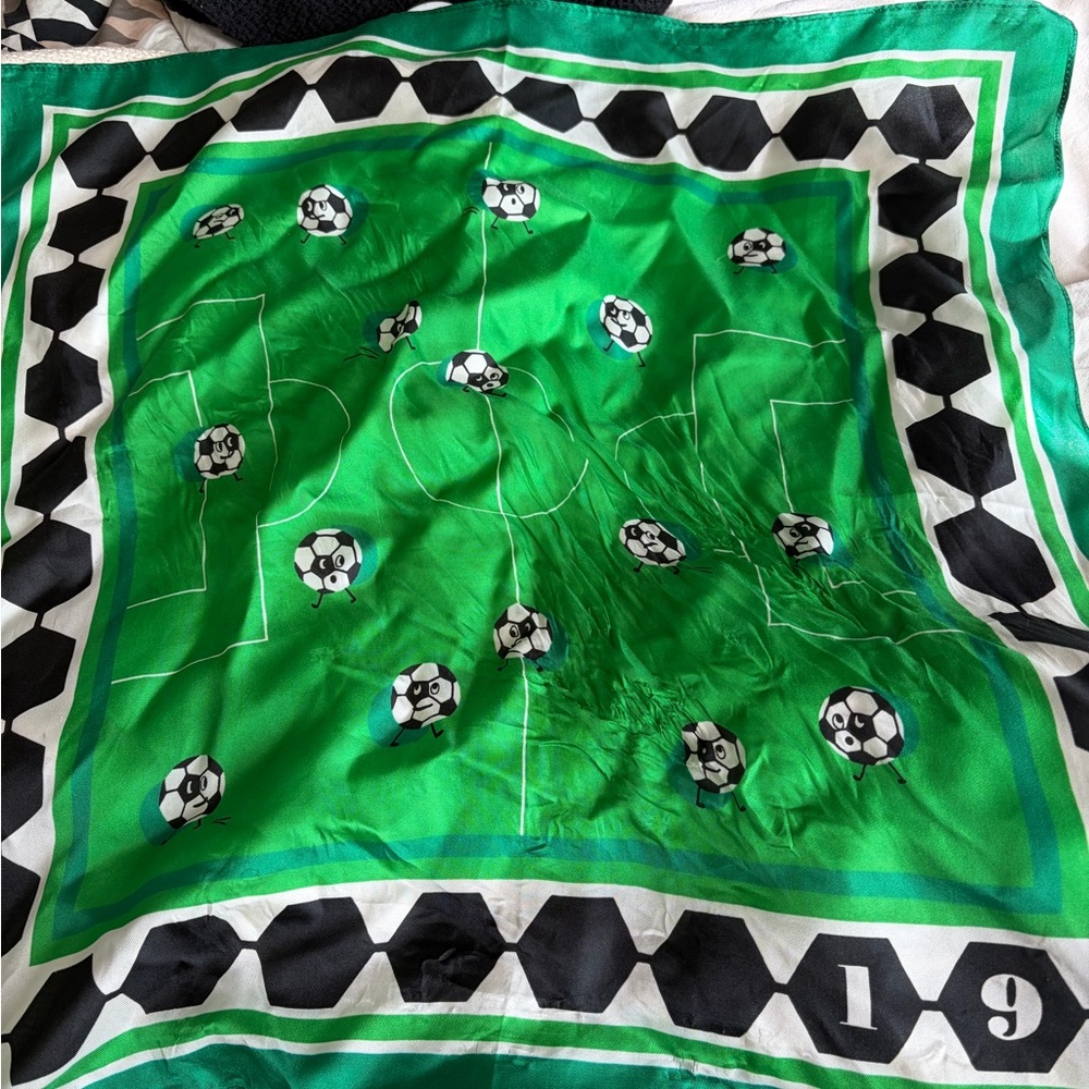 Kate Spade Green and Black Graphic Scarf